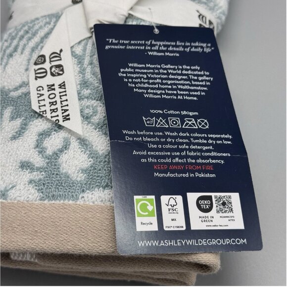 6 Pc William Morris KENNETT Pale Blue Floral Vines Bath Hand Tip Towel Set NEW - Picture 12 of 13